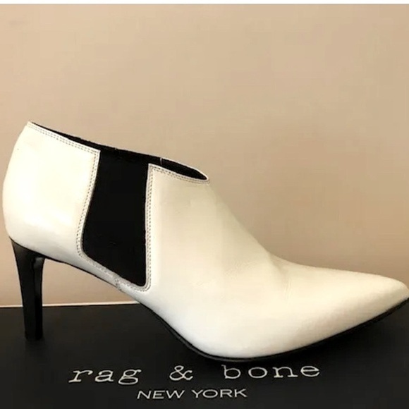 rag & bone Antique White Stiletto Heel Pull On Ankle Booties New in Box - Picture 3 of 10